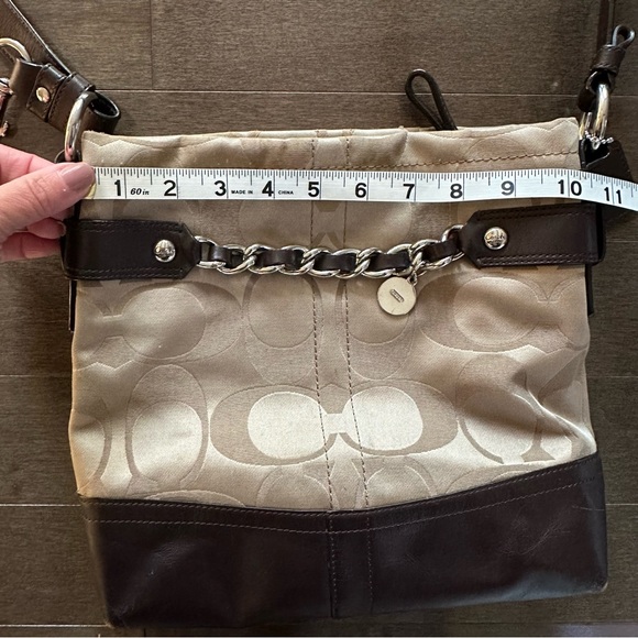 Coach Signature Convertible Crossbody/Shoulder Bag Tan Brown H1149 F18862 - Picture 15 of 16